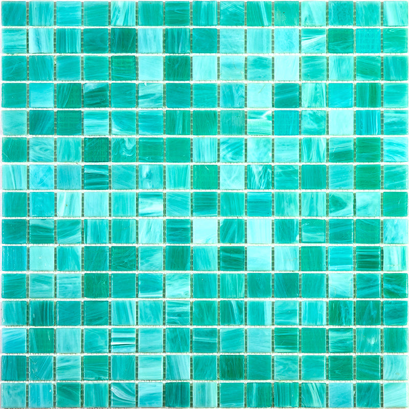 Cyan Blue 12 x 12 Glossy Glass Mosaic Tile