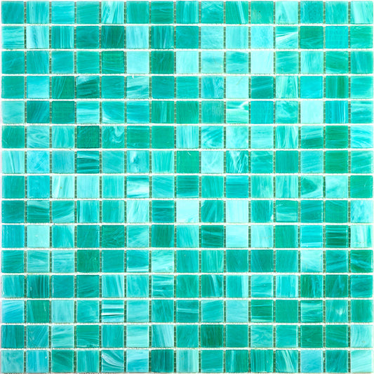 Cyan Blue 12 x 12 Glossy Glass Mosaic Tile - Sample