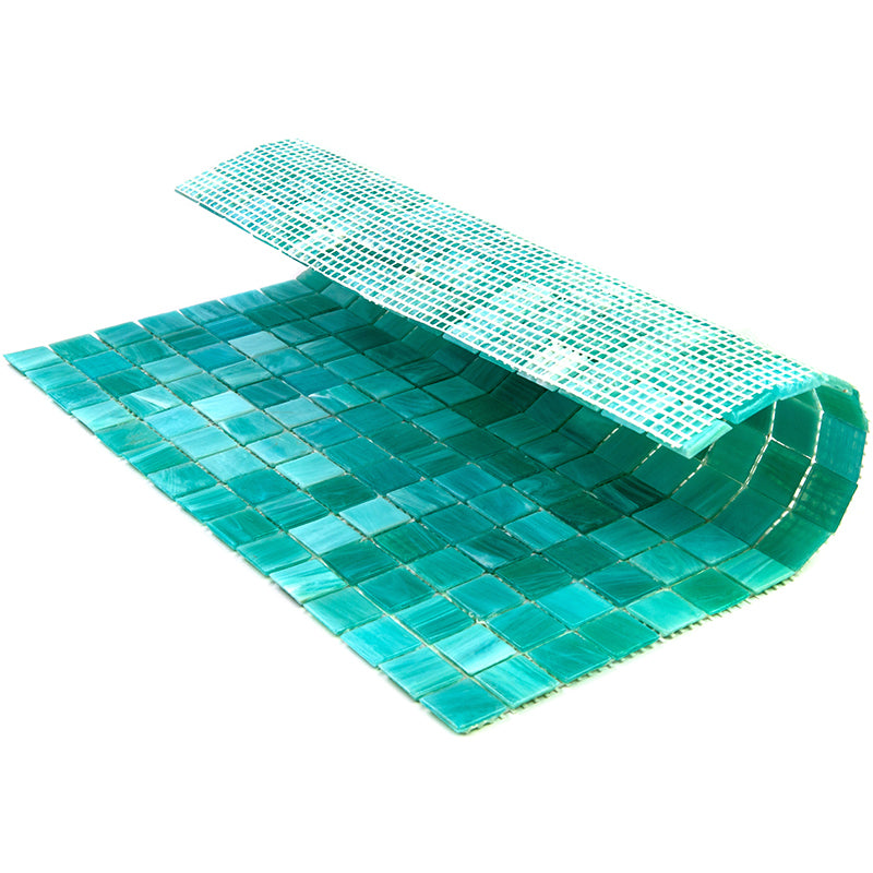 Cyan Blue 12 x 12 Glossy Glass Mosaic Tile