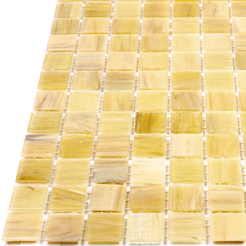 Cream Beige 12 x 12 Glossy Glass Mosaic Tile