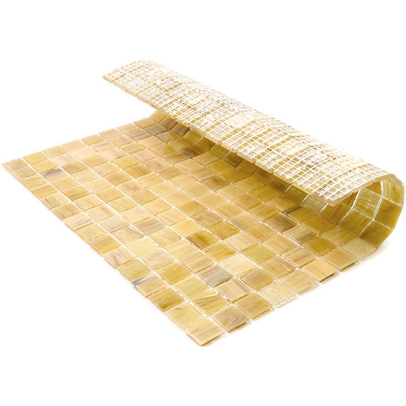 Cream Beige 12 x 12 Glossy Glass Mosaic Tile