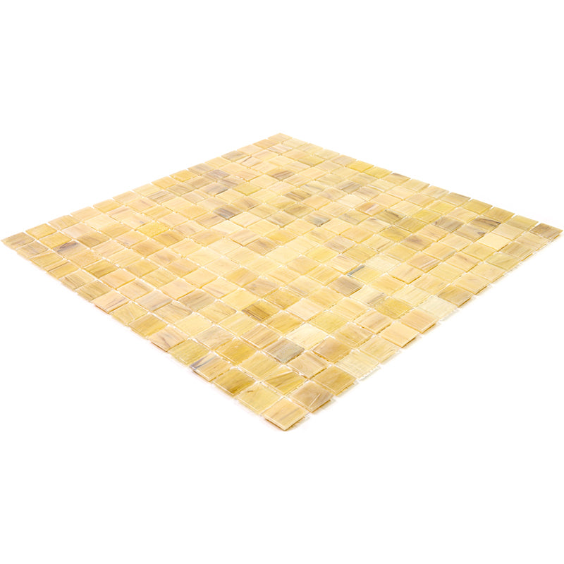 Cream Beige 12 x 12 Glossy Glass Mosaic Tile