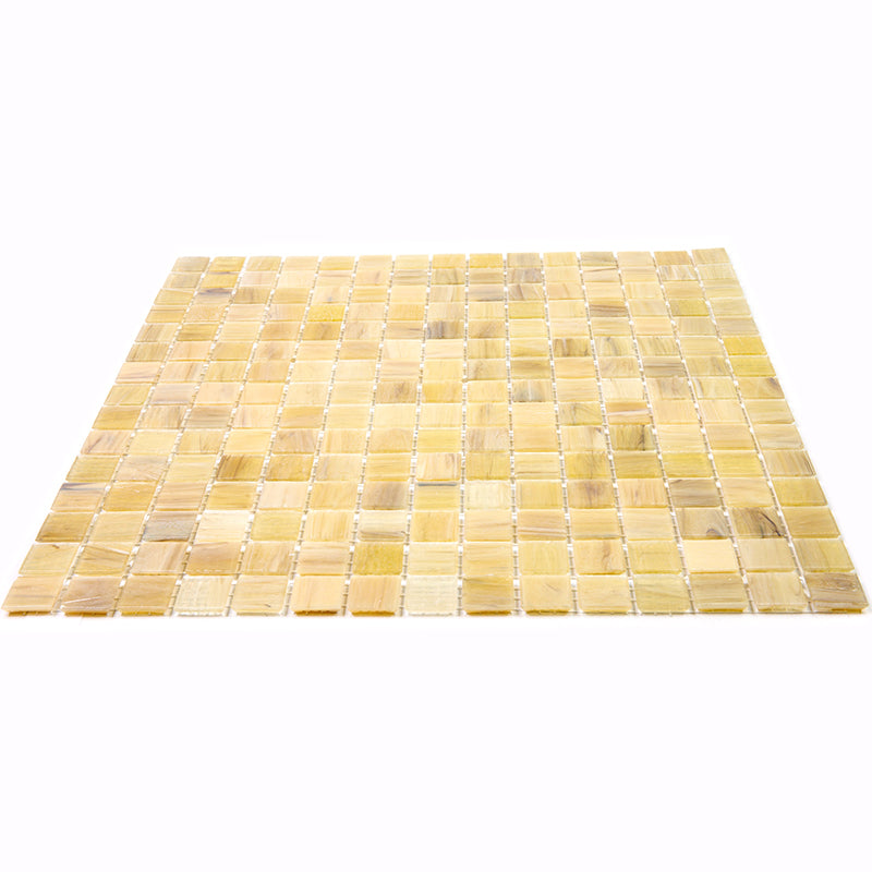 Cream Beige 12 x 12 Glossy Glass Mosaic Tile