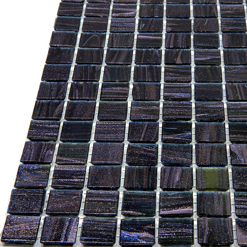 Oil Black 12 x 12 Glossy Glass Mosaic Tile