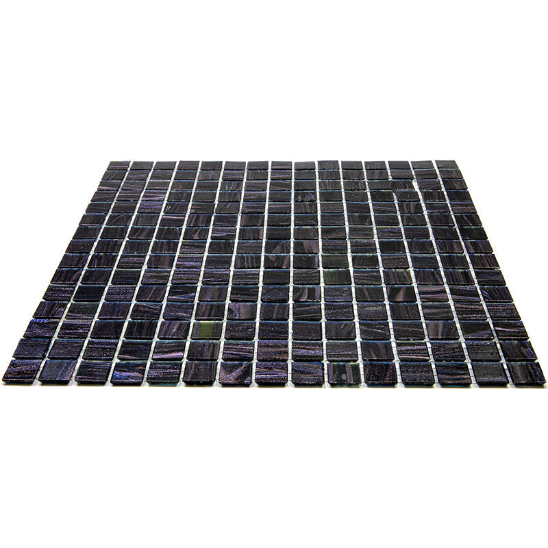 Oil Black 12 x 12 Glossy Glass Mosaic Tile