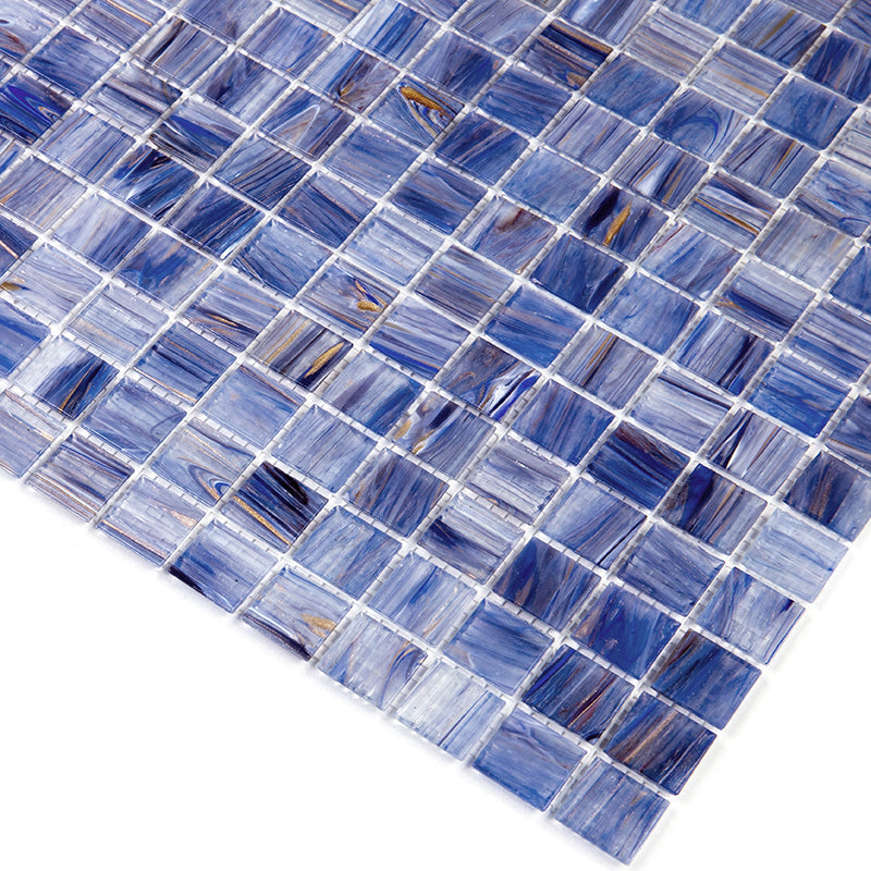 Blue and White 12 x 12 Glossy Glass Mosaic Tile