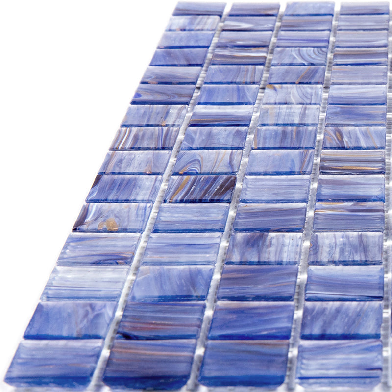 Blue and White 12 x 12 Glossy Glass Mosaic Tile