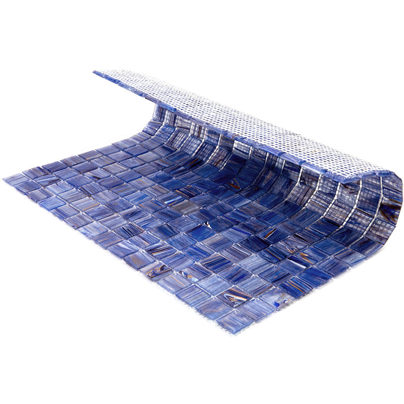 Blue and White 12 x 12 Glossy Glass Mosaic Tile