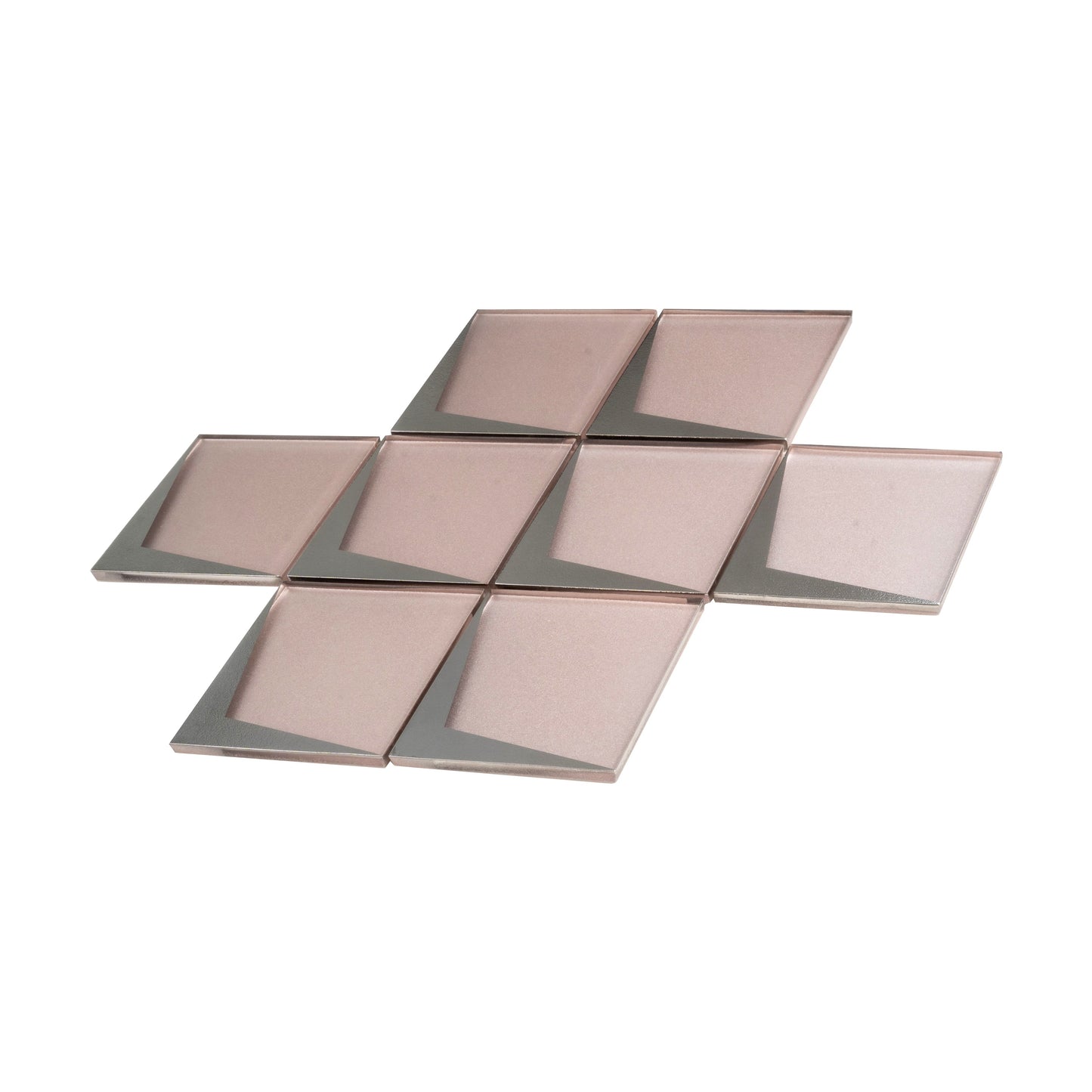 Pink Metallic Silver 12x9 Matte Glass Mosaic Tile - Sample