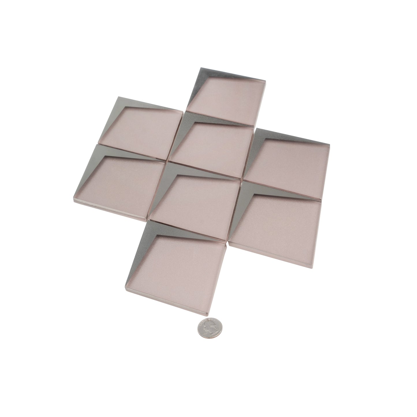 Pink Metallic Silver 12x9 Matte Glass Mosaic Tile