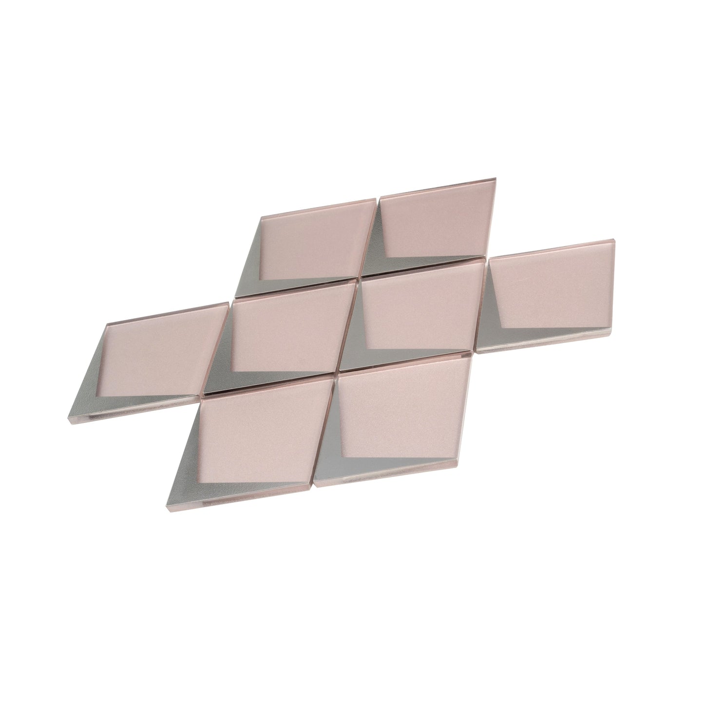 Pink Metallic Silver 12x9 Matte Glass Mosaic Tile