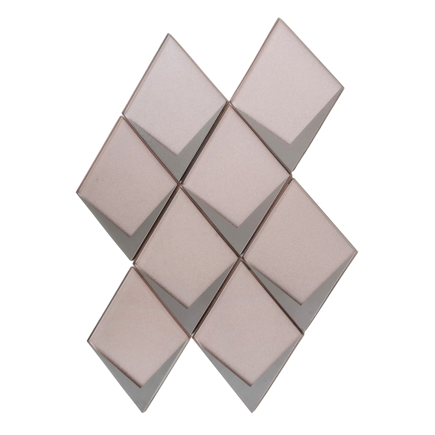 Pink Metallic Silver 12x9 Matte Glass Mosaic Tile - Sample