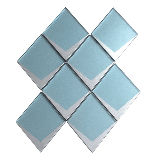 Blue Metallic Silver 12x9 Matte Glass Mosaic Tile - Sample