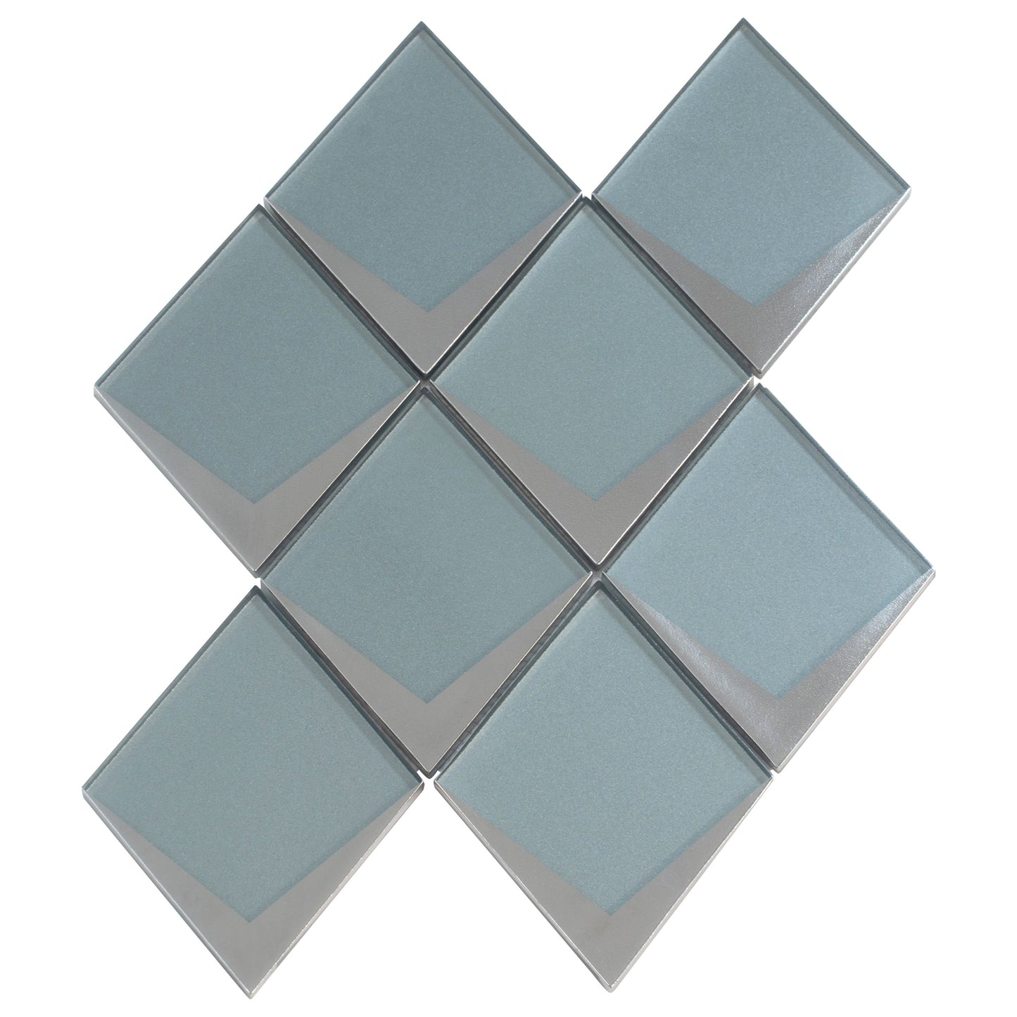 Green Metallic Silver 12x9 Matte Glass Mosaic Tile