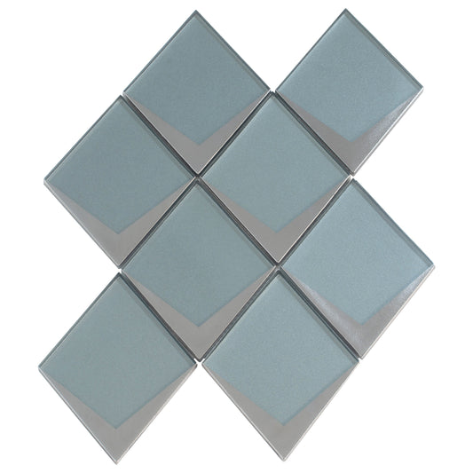 Green Metallic Silver 12x9 Matte Glass Mosaic Tile - Sample