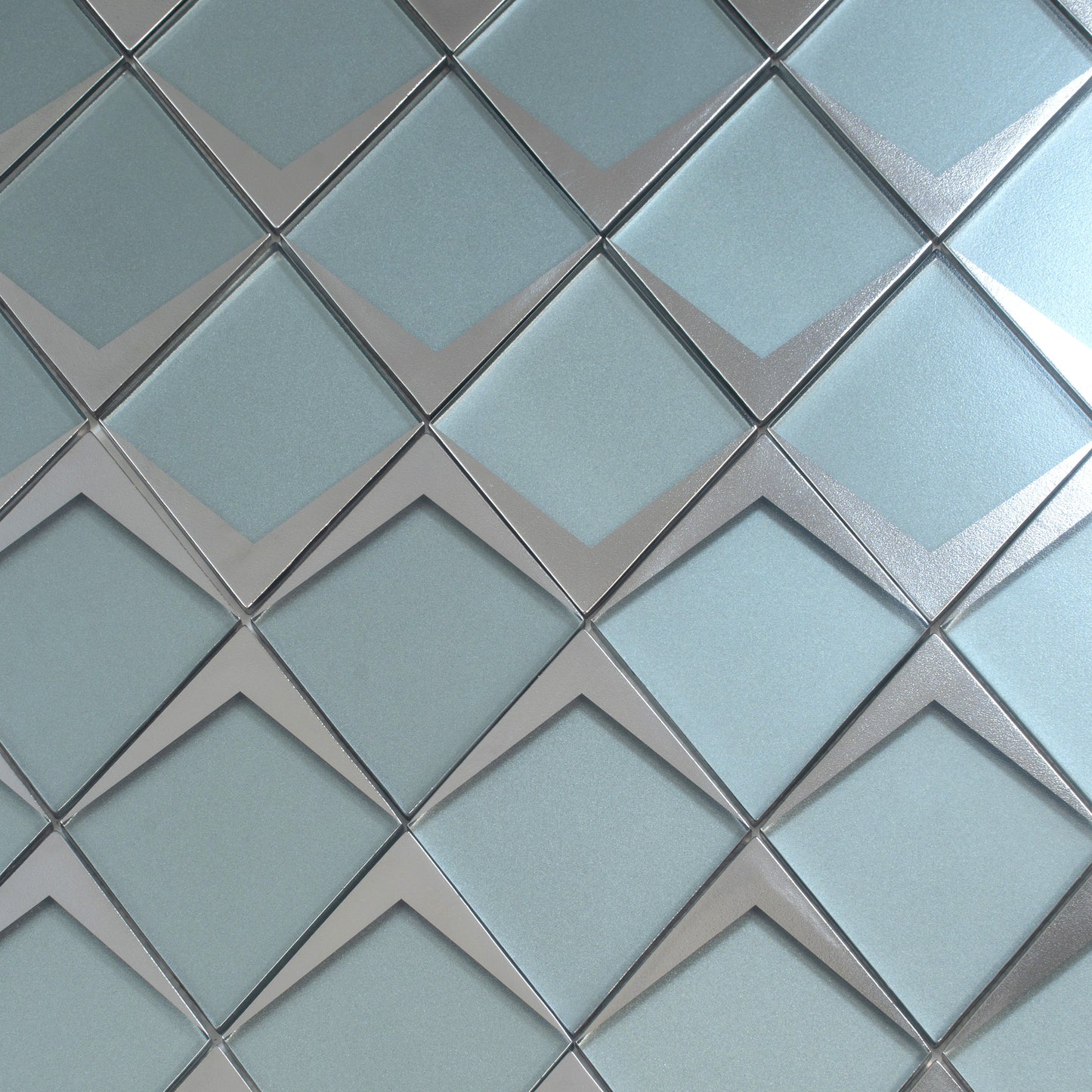 Green Metallic Silver 12x9 Matte Glass Mosaic Tile
