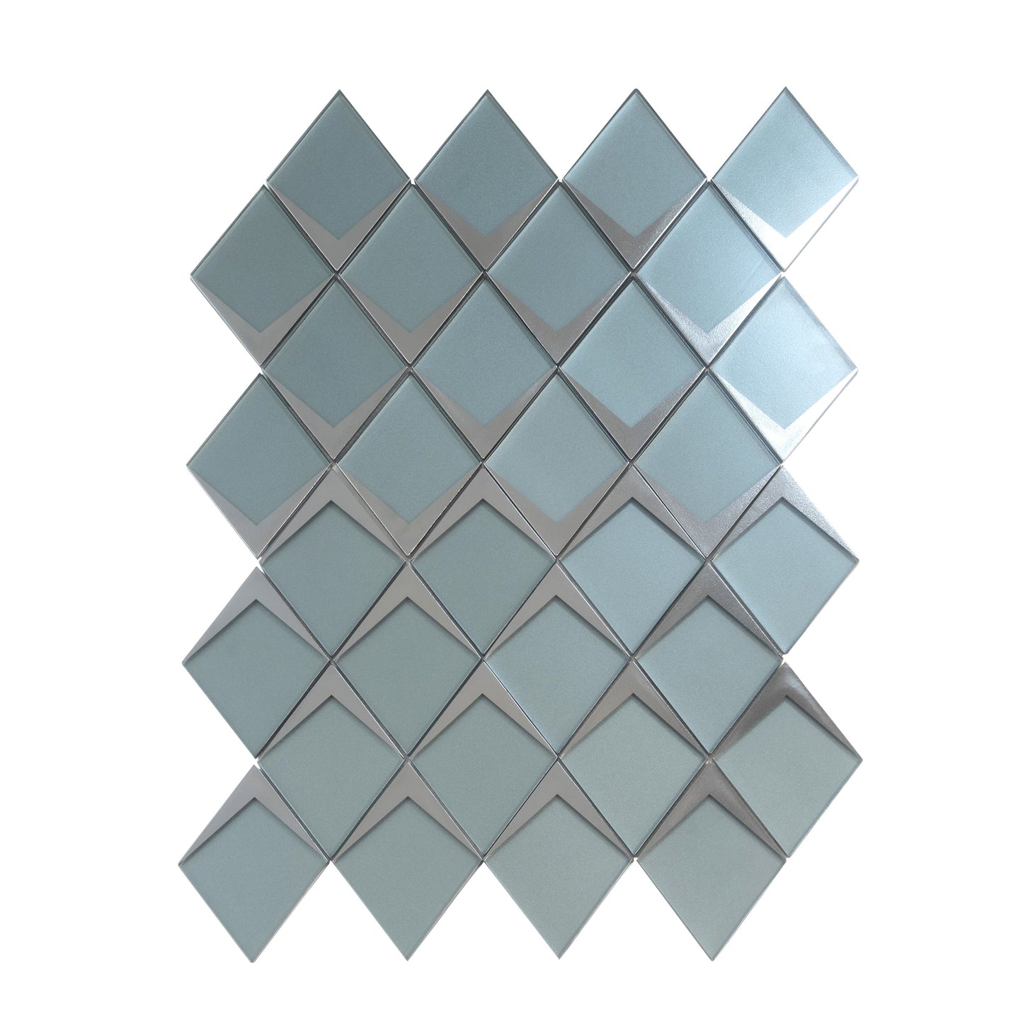 Green Metallic Silver 12x9 Matte Glass Mosaic Tile - Sample
