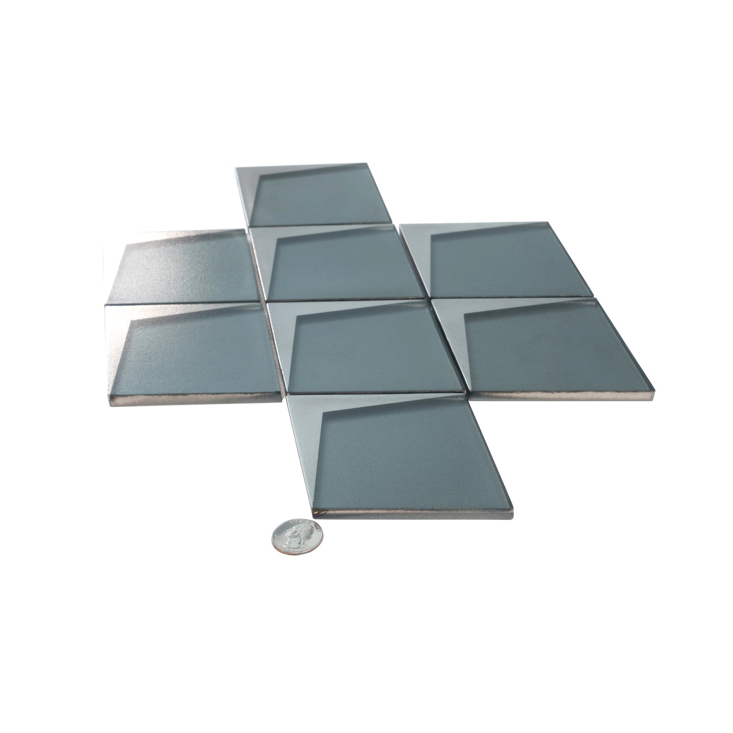 Green Metallic Silver 12x9 Matte Glass Mosaic Tile - Sample