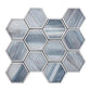 hexagonal light frost blue matte glass mosaic tile with subtle gradient striations
