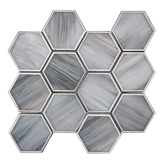 Silver Stormy Gray 9 x 10 Matte Glass Mosaic Tile