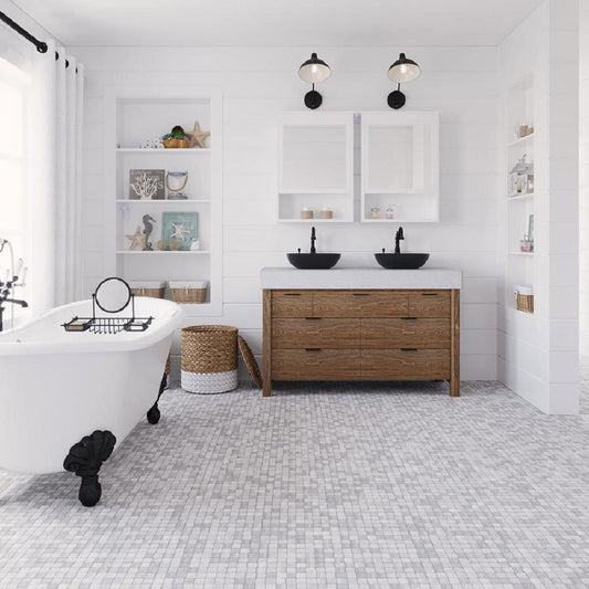 Light Gray 12 x 12 Matte Marble Mosaic Tile - Sample