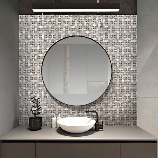 Wooden Gray 12 x 12 Polished Marble Mosaic Tile - Sample