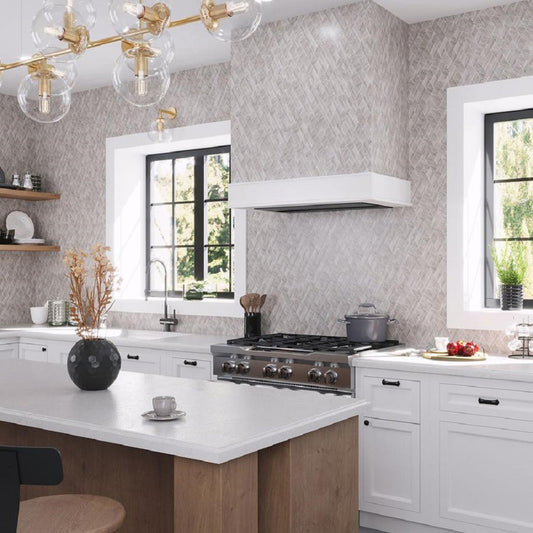 Wooden Gray 12 x 12 Polished Marble Mosaic Tile - Sample