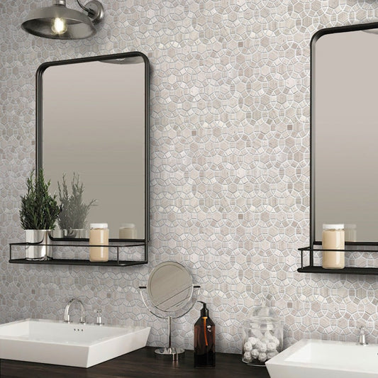 Beige 11 x 13 Polished Marble Mosaic Tile - Sample