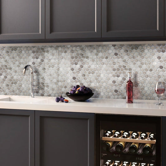 Gray 11 x 12 Polished Marble Mosaic Tile - Sample