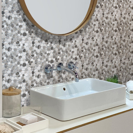 Gray 12 x 12 Polished Marble Mosaic Tile - Sample