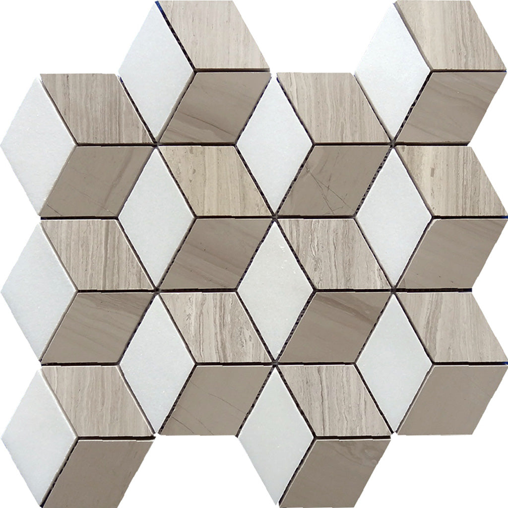 Beige 12 x 14 Polished Marble Mosaic Tile