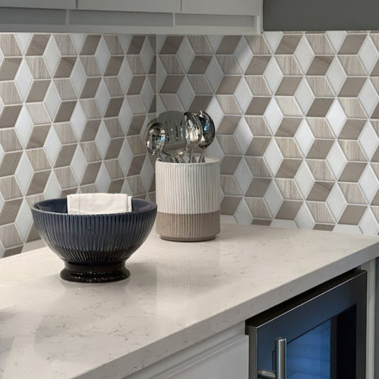 Beige 12 x 14 Polished Marble Mosaic Tile - Sample