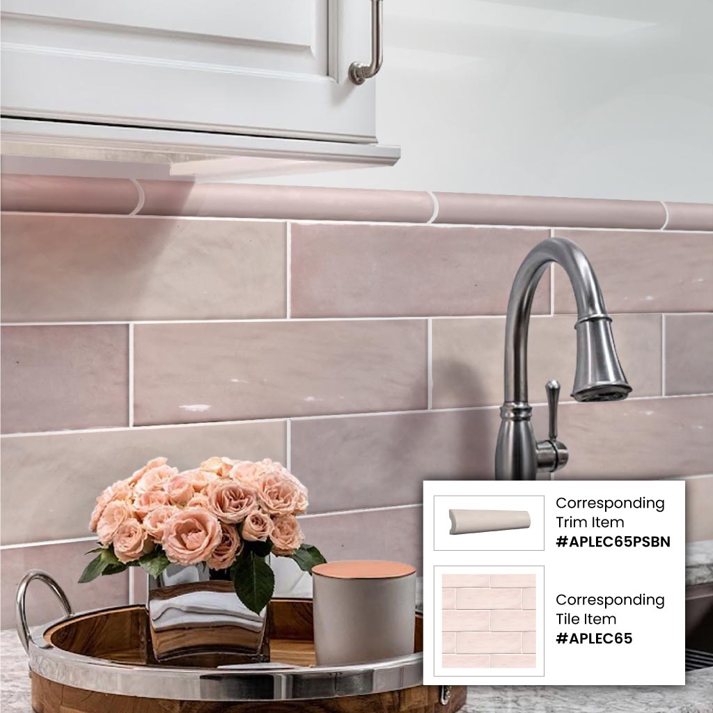 Soft Pink 2.5 x 8 Glossy Ceramic Subway Tile