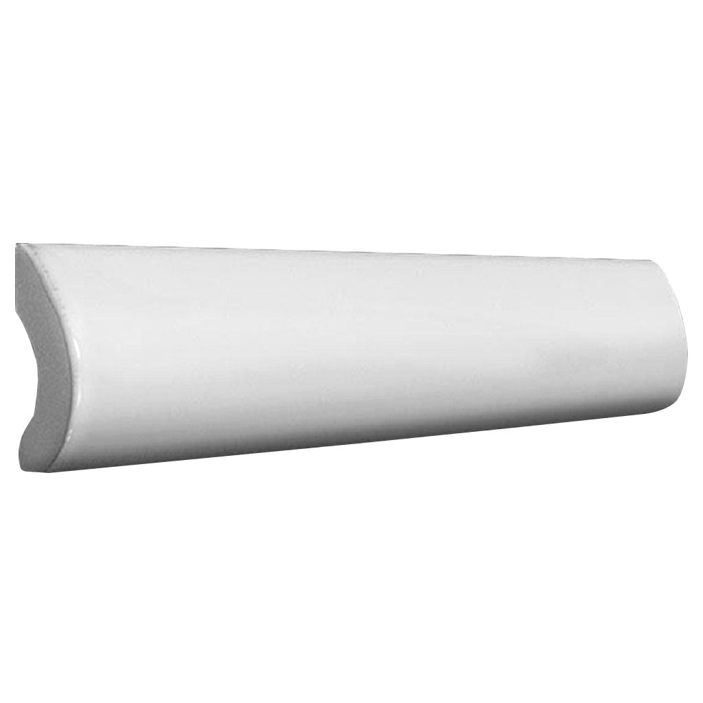 White 1 x 8 Glossy Ceramic Bullnose Trim