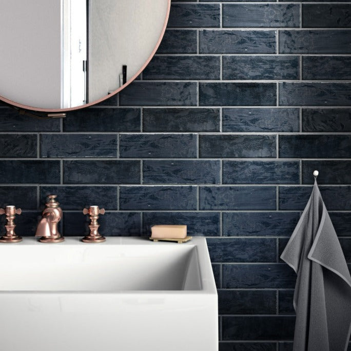 Dark Blue 2.5 x 8 Glossy Ceramic Subway Tile