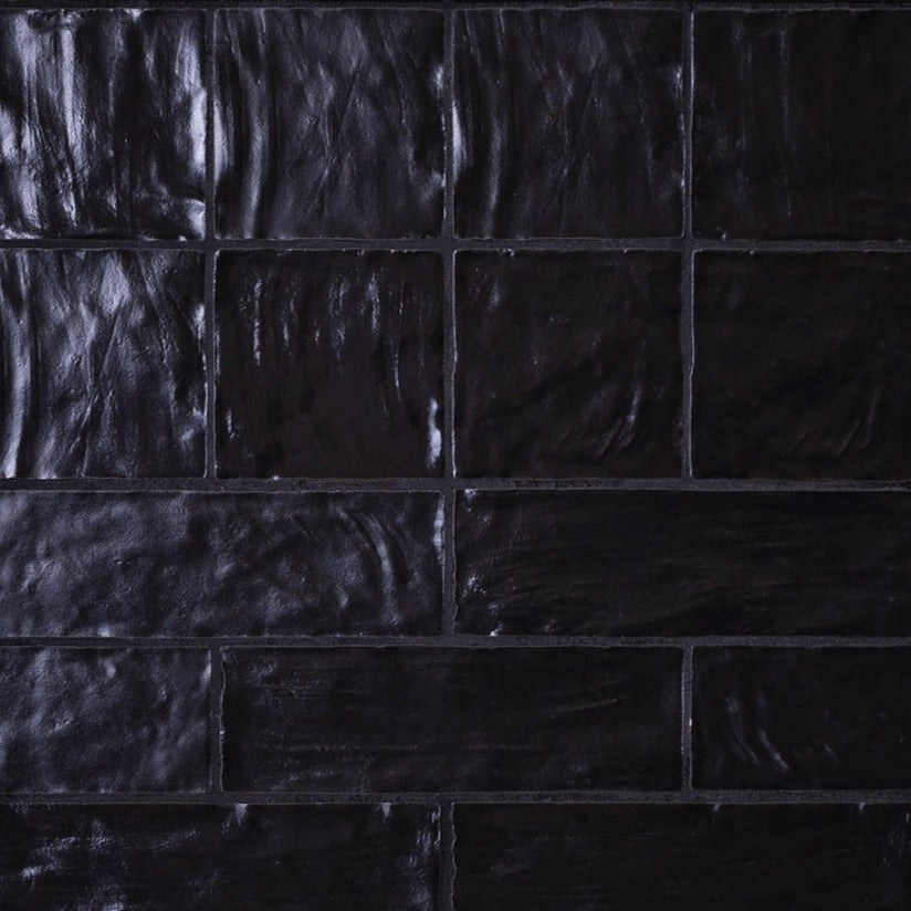 Black 2.5 x 8 Glossy, Matte Ceramic Subway Tile