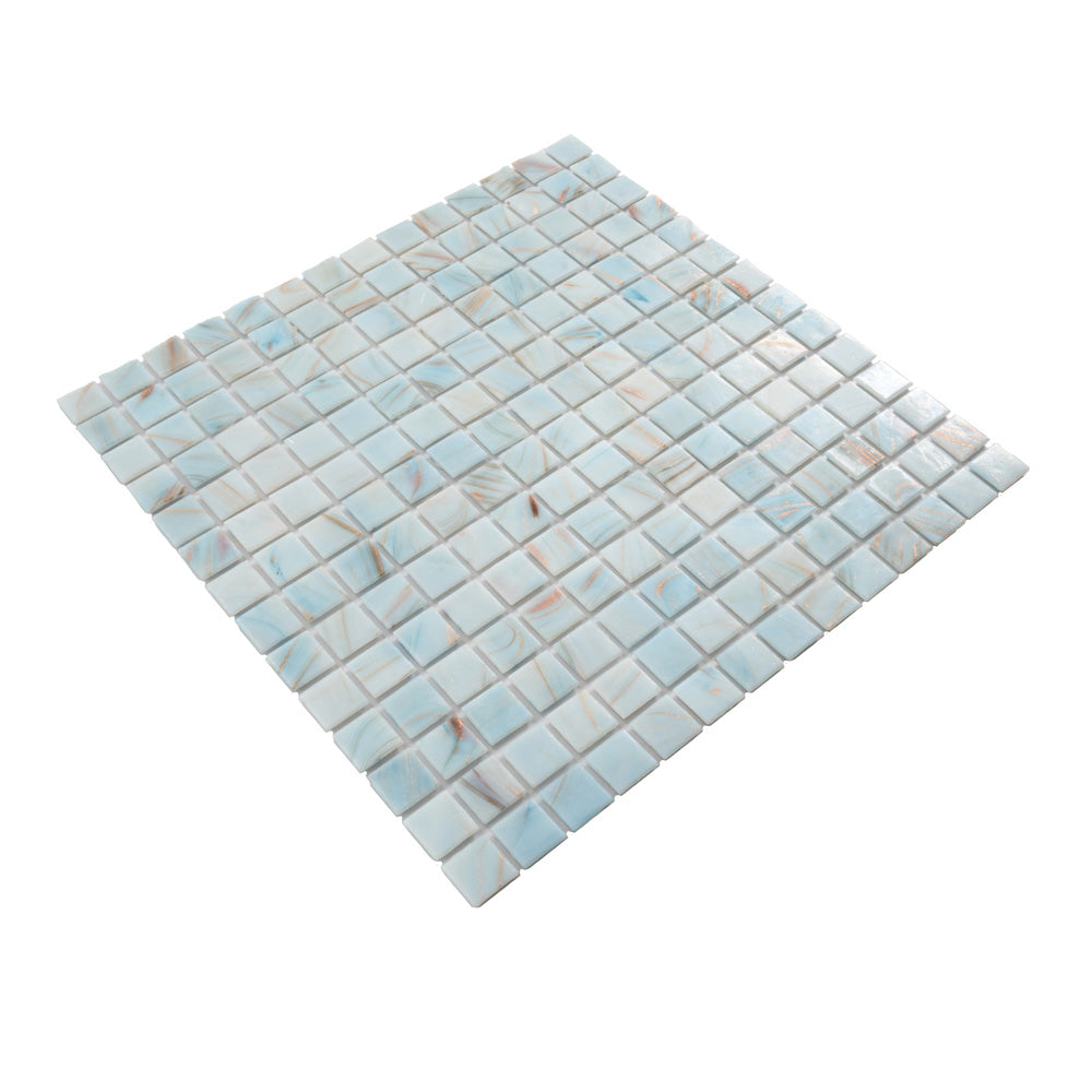 Pastel Blue 12 x 12 Glossy Glass Mosaic Tile