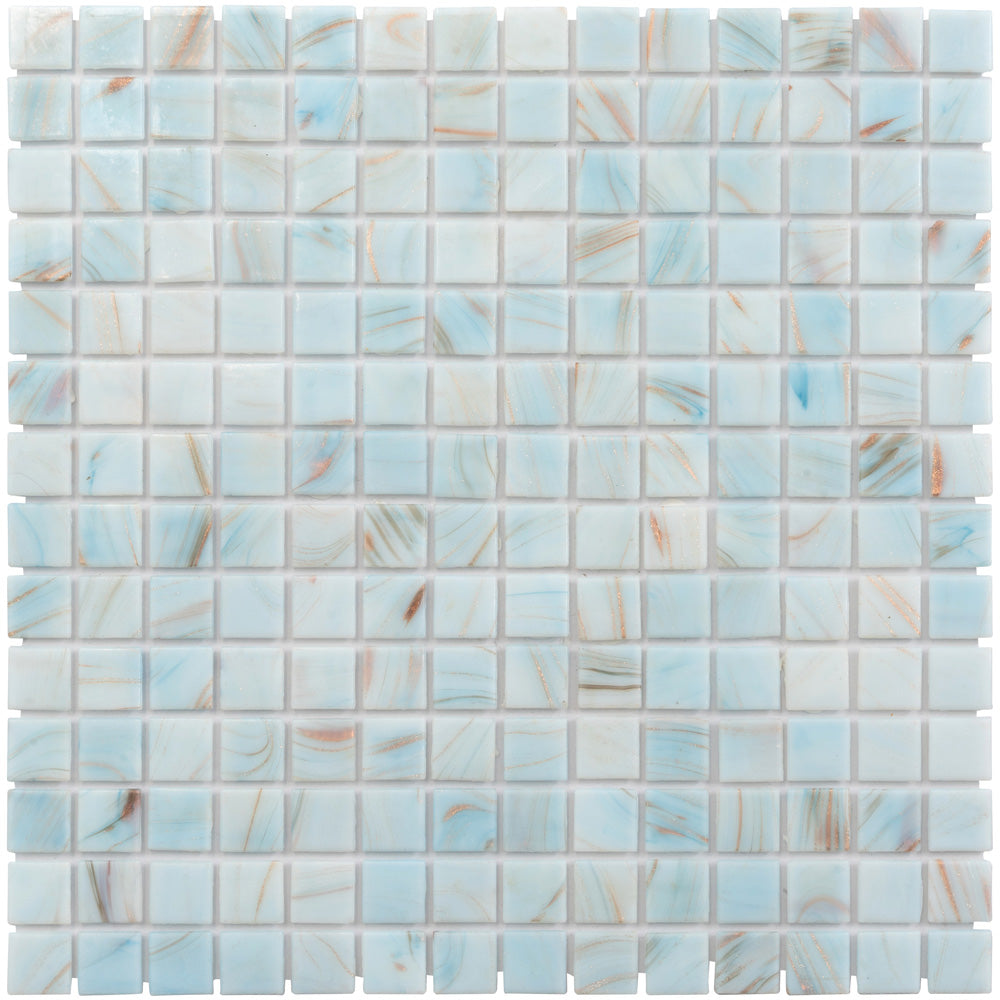 Pastel Blue 12 x 12 Glossy Glass Mosaic Tile