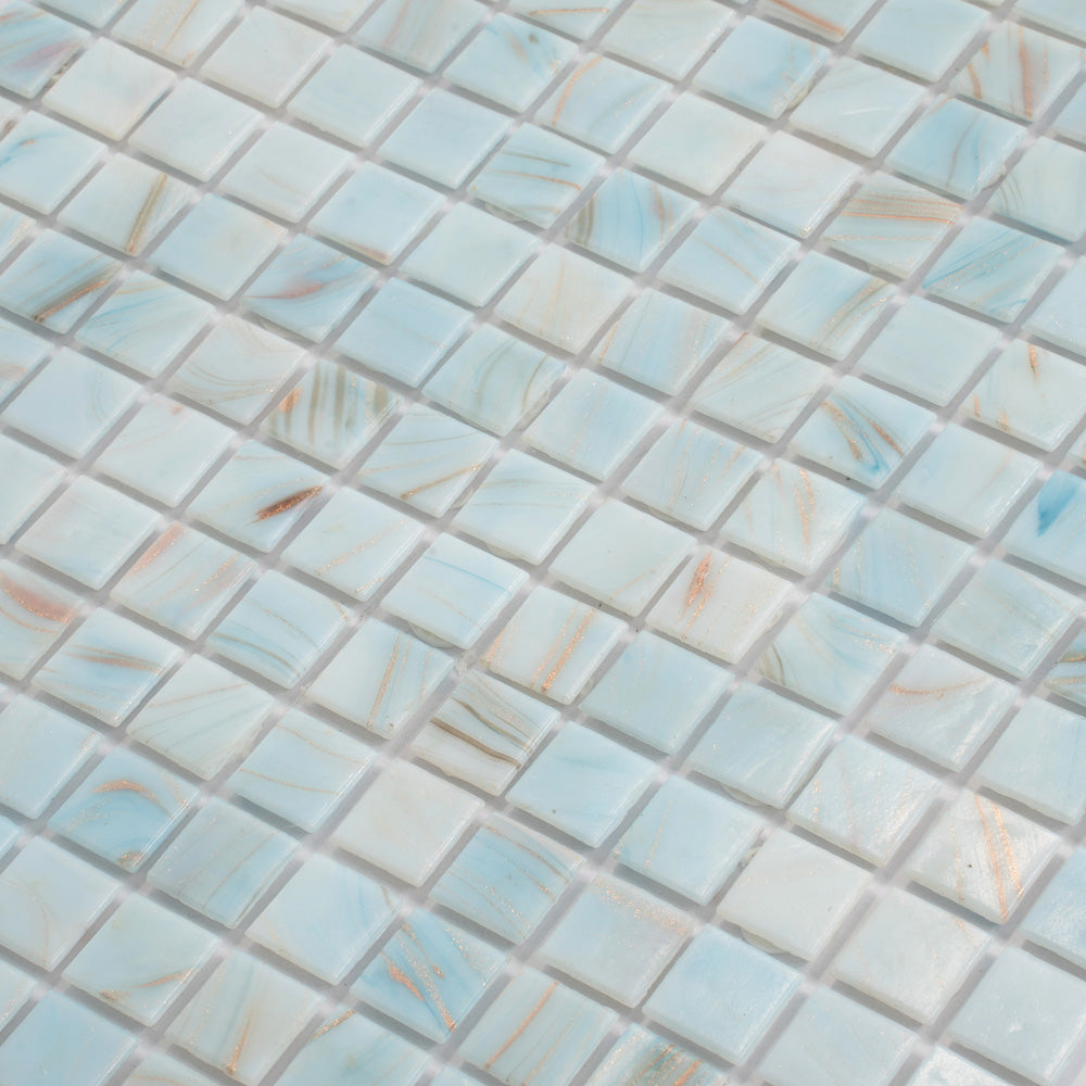 Pastel Blue 12 x 12 Glossy Glass Mosaic Tile