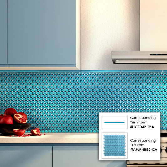 Sapphire Blue 0.5 x 12 Glossy Glass Pencil Trim - Sample