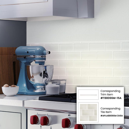 White 0.5 x 12 Matte Glass Pencil Trim - Sample