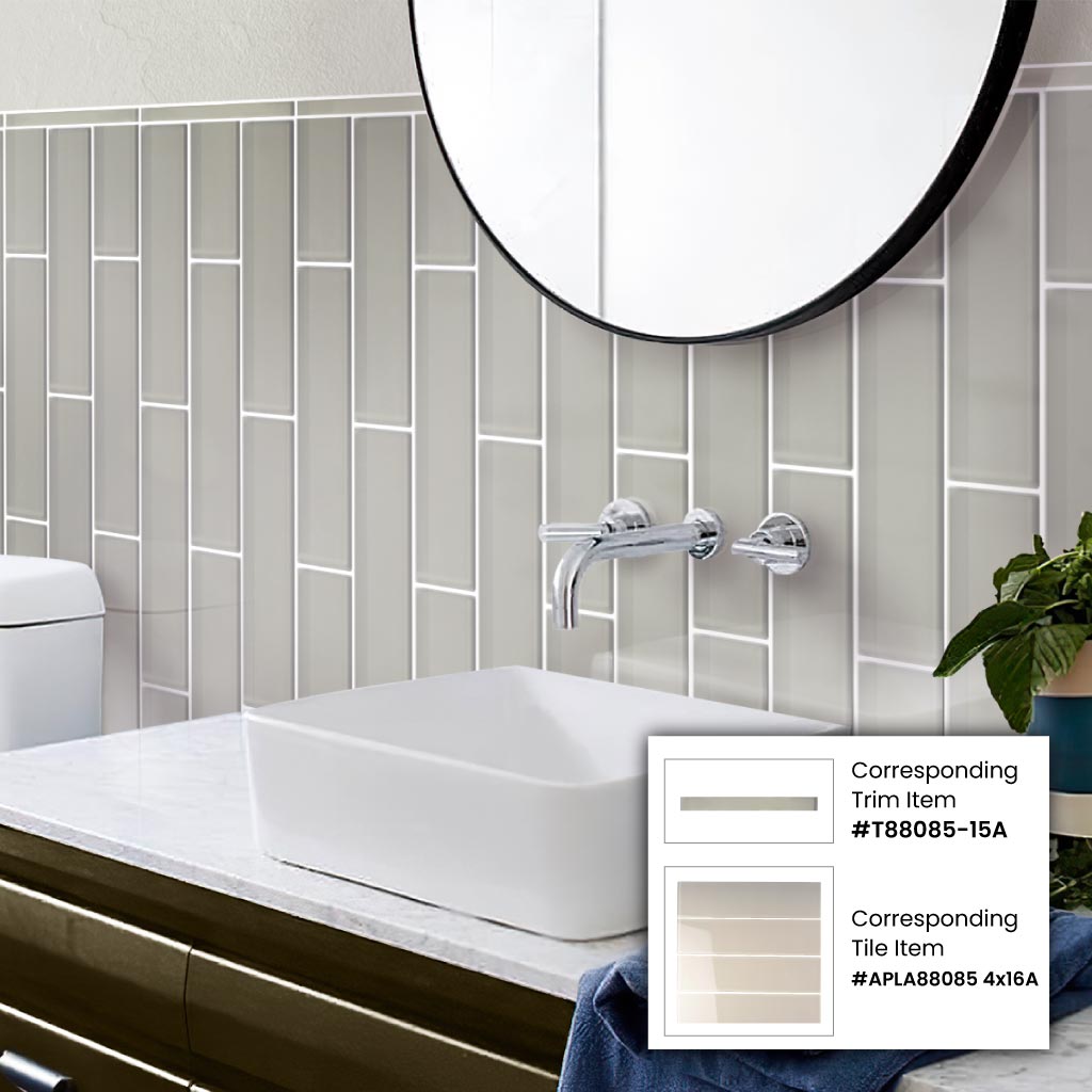 Lace White 4 x 16 Glossy Glass Subway Tile - Sample