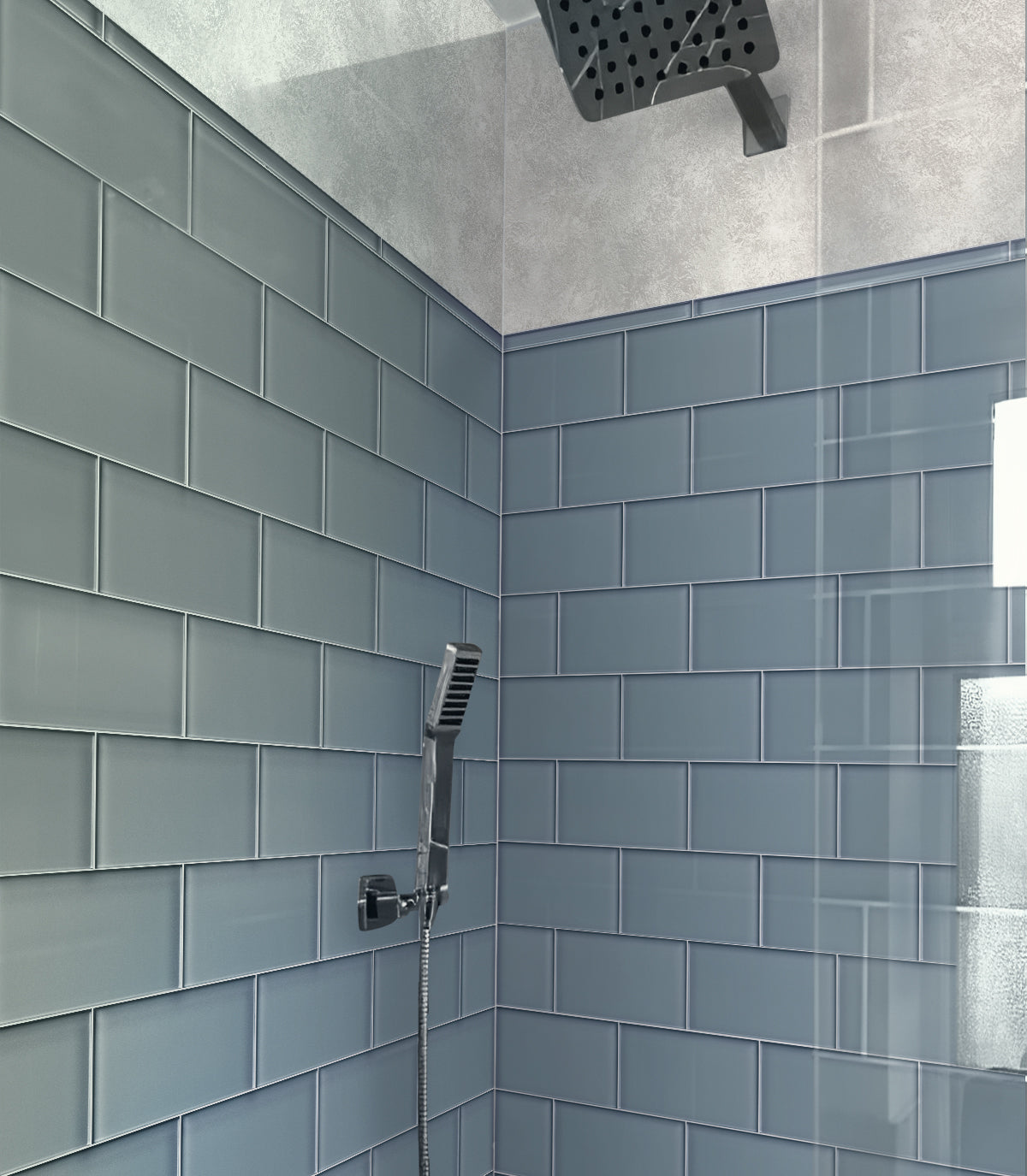 Gray 3 x 6 Glossy Glass Subway Tile