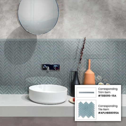 Fossil Gray 0.5 x 12 Glossy Glass Pencil Trim - Sample