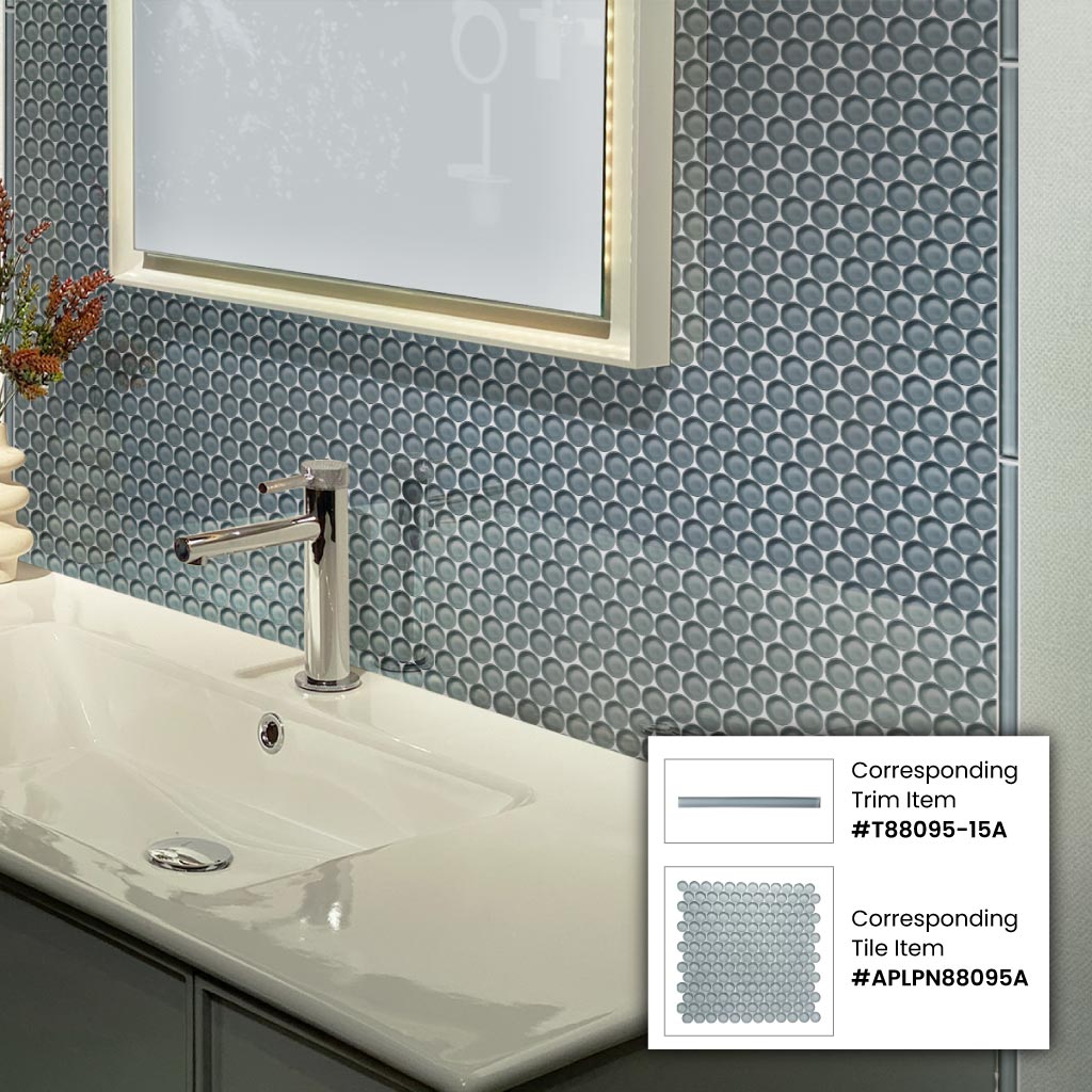 Stone Blue 12 x 12 Glossy Glass Mosaic Tile