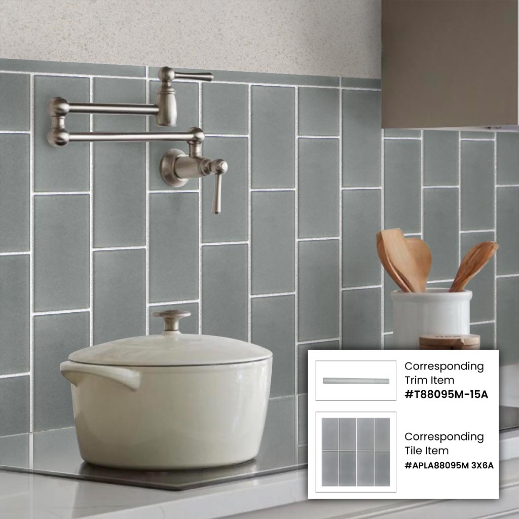 Stone Blue 3 x 6 Matte Glass Subway Tile