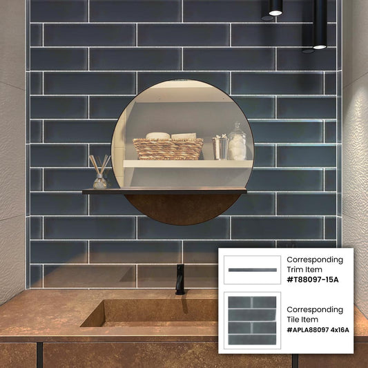 Dark Gray 0.5 x 12 Glossy Glass Pencil Trim - Sample