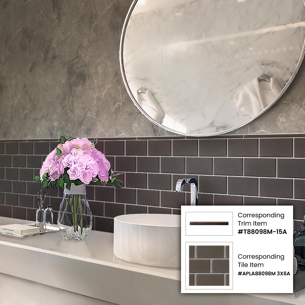 Ash Gray 3 x 6 Matte Glass Subway Tile