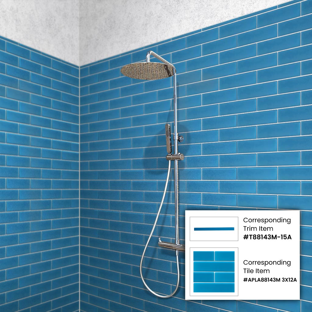 Cerulean Blue 3 x 12 Matte Glass Subway Tile