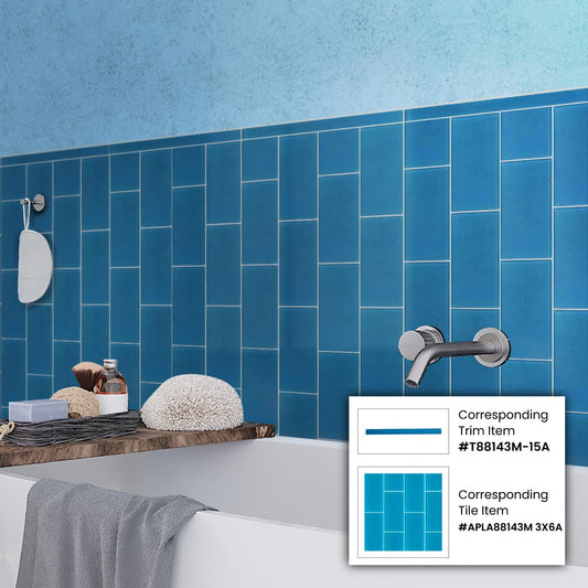 Cerulean Blue 0.5 x 12 Matte Glass Pencil Trim - Sample